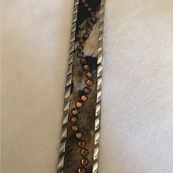 Kippy Acid Wash Hair on Hide belt with Swarovski Crystals RARE main image 4